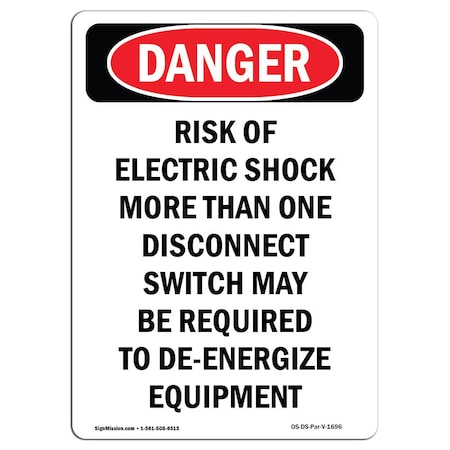 OSHA Danger, Portrait Disconnect Switch May Be Required, 24in X 18in Decal